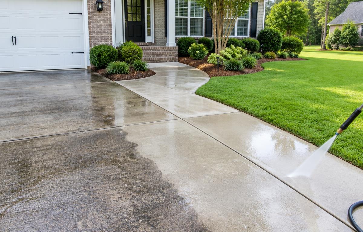 Concrete Cleaning atmospheric stock photography